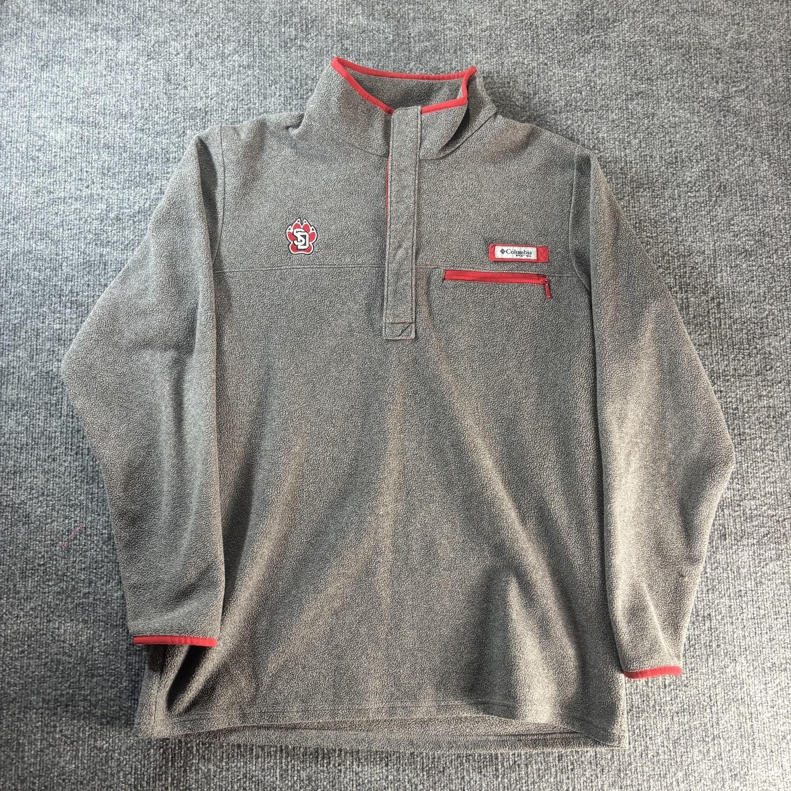 South Dakota Coyotes Sweatshirt Mens Large Gray Fleece Ncaa Basketball Columbia